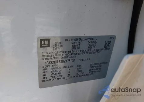 2017 GMC Acadia Denali from USA, damaged, VIN 1GKKNXLS3HZ178190